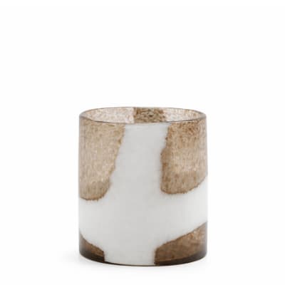 Vase décoratif en verre soufflé marron et blanc h20
