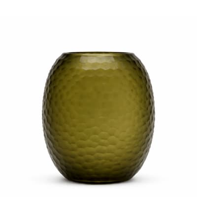 Vase décoratif en verre soufflé vert h29