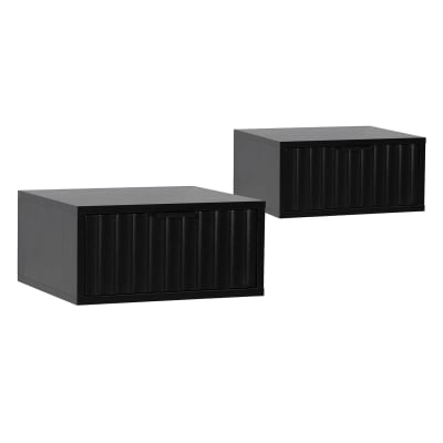 Ensemble 2 tables de chevet flottantes 1 tiroir couleur noir