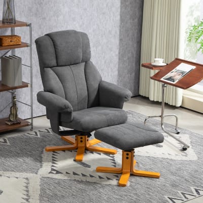 Fauteuil relax avec repose-pied dossier inclinable velours gris foncé