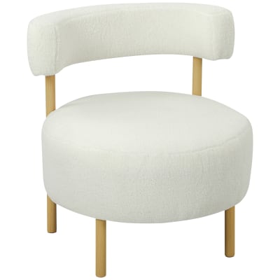 Canapé 1 place dossier incurvé assise large tissu bouclette crème