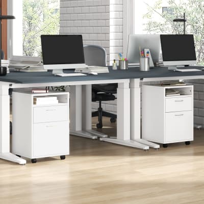 Caissons de bureau sur roulettes panneaux particules blanc