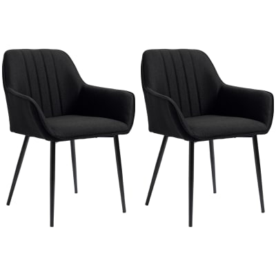 Chaises de salle à manger design scandinave pieds métal lin noir