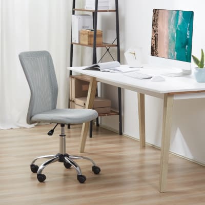 Chaise de bureau ergonomique piètement chromé maille gris