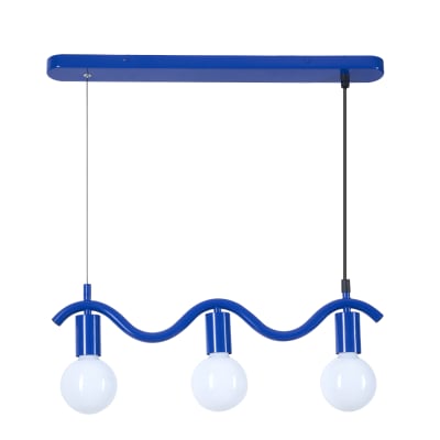 Suspension wama 3 lampes en métal bleu