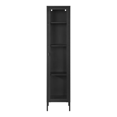 Vitrine 1 porte vitrée acier noir 40x180 cm