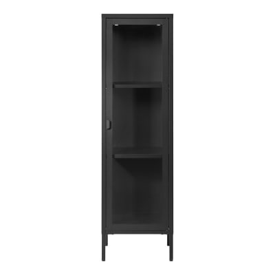 Vitrine 1 porte vitrée acier noir 40x140 cm