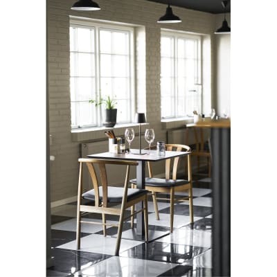Table de café 2 personnes décor pierre et acier 70x70 cm