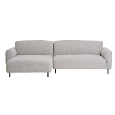 Canapé d'angle gauch en tissu bouclé gris