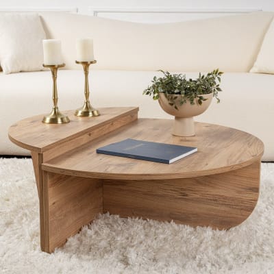 Table basse modulable ronde effet bois ø90 cm