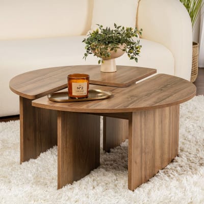 Table basse ronde modulable effet noyer ø90 cm