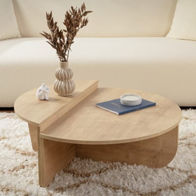 Table basse modulable ronde effet chêne clair ø90 cm
