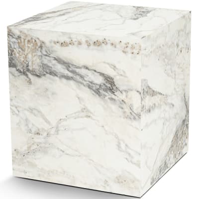 Table d'appoint cubique effet marbre blanc 45 cm