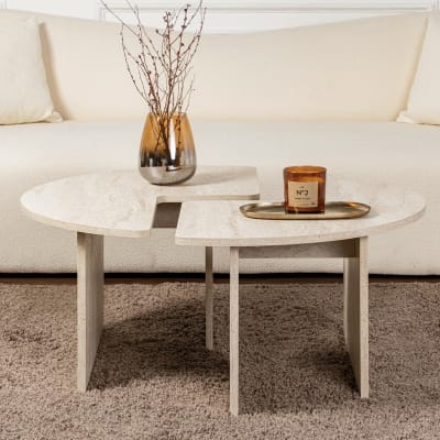 Table basse ronde modulable effet travertin ø90 cm