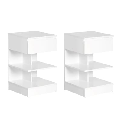 Lot de 2 tables de chevet à 1 tiroir blanc