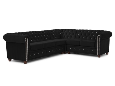 Canapé Chesterfield d’angle en velours noir