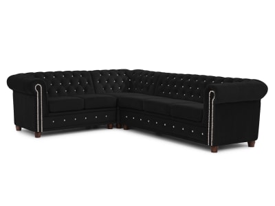 Canapé Chesterfield d’angle en velours noir
