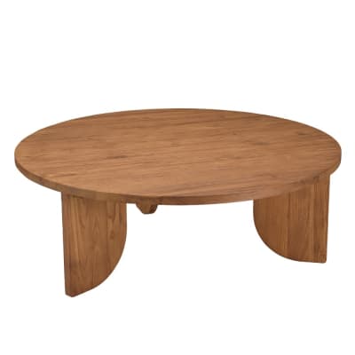 Table basse ronde en bois de teck recyclé d100