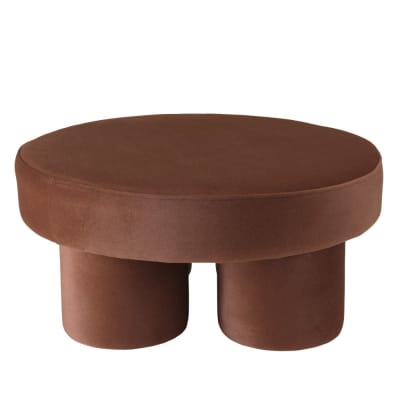 Pouf forme design en tissu effet velours marron