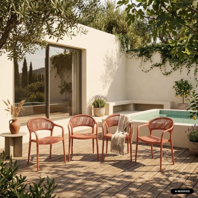 Chaise de jardin empilable avec effet corde terracotta (lot de 4)