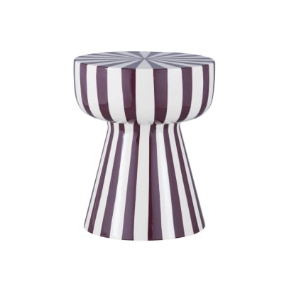 Table d'appoint, bout de canapé acier violet et blanc