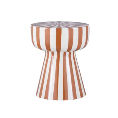 Table d'appoint, bout de canapé acier terracotta et blanc