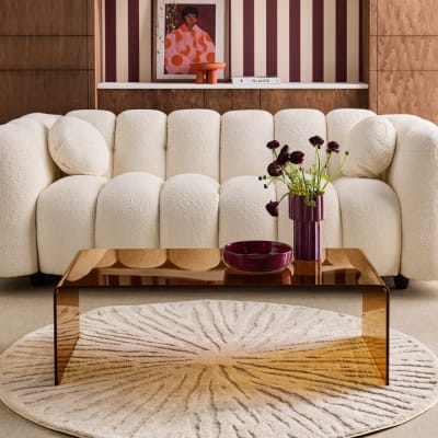 Table basse rectangulaire verre trempé 110cm ambre