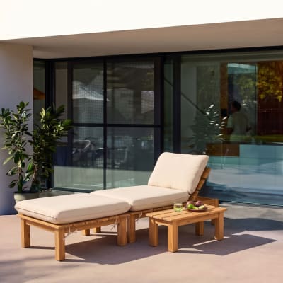 Salon de jardin modulable acacia naturel inclinable 1 place