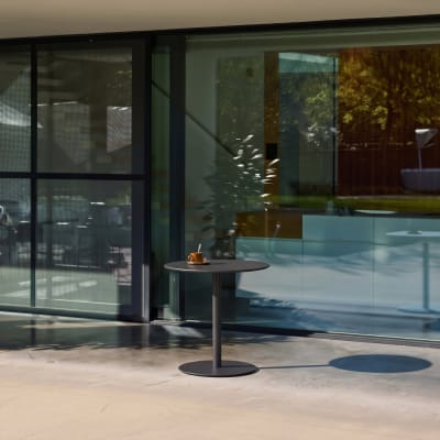 Table de jardin bistrot ronde acier 2 places anthracite