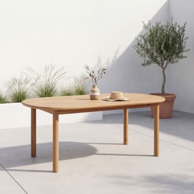 Table de jardin rectangulaire bois d'acacia 6 places naturel