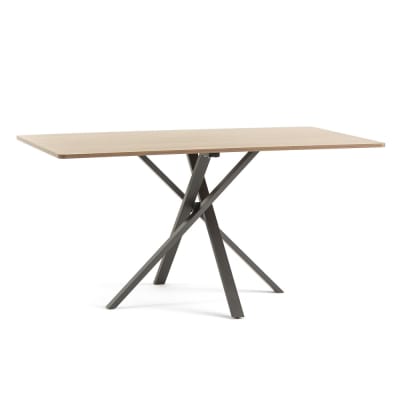 Table rectangulaire 150x90 cm avec pieds métal et plateau effet bois