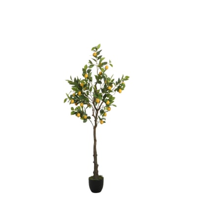 Citronnier en pot artificiel vert et fruits jaunes h160