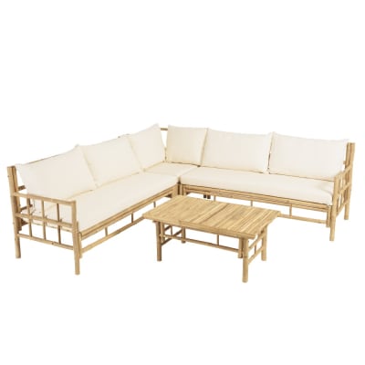 Canapé 6 places 1 table basse en bambou