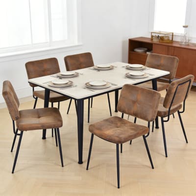 Lot de 6 chaises style vintage retro avec structure métallique marron