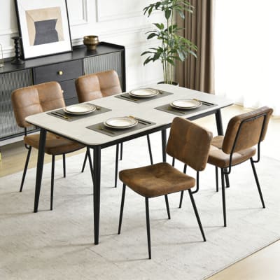 Lot de 4 chaises style vintage retro avec structure métallique marron