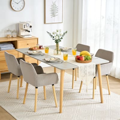 Lot de 4 chaises en tissu côtelé style scandinave gris clair