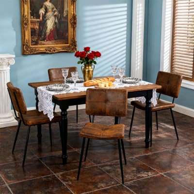 Lot de 4 chaises retro vintage avec revêtement tissu marron
