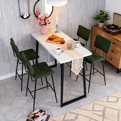 Lot de 4 tabourets de bar industriel en tissu polyester vert
