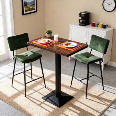 Lot de 2 tabourets de bar industriel en tissu polyester vert