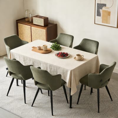 Lot de 4 chaises salle à manger rembourrées avec pieds acier vert