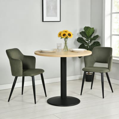 Lot de 2 chaises salle à manger rembourrées avec pieds en acier vert