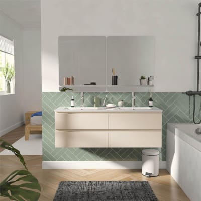 Ensemble double vasque  120cm avec vasque, robinets et miroirs