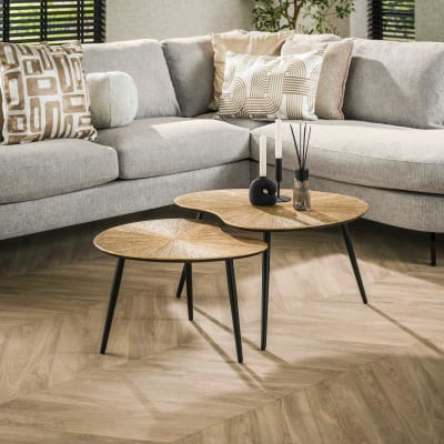 Table basse en métal doré forme organique (lot de 2)