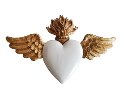 Déco murale ex-voto ailes 16x10cm blanc