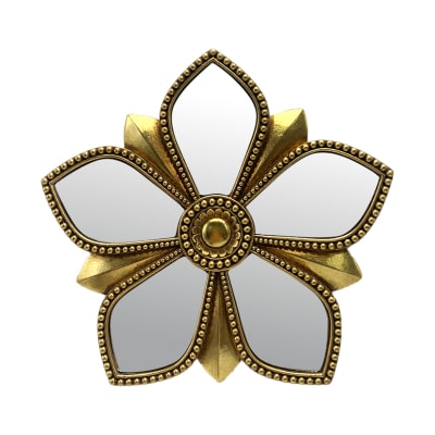 Déco murale fleur miroir 20.5cm dore