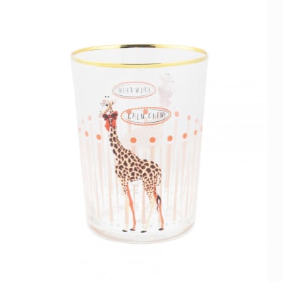 Verre girafe 55 cl multicolor , détails bords dorés