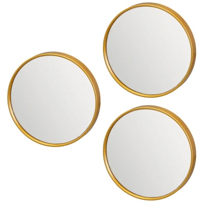 Set de 3 miroirs dorés ronds 21x21x2.5cm