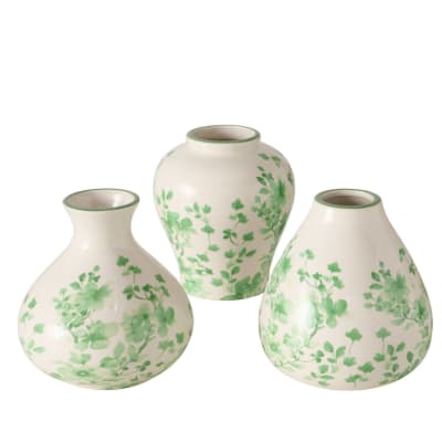 Set de 3 petits vases céramique feuillage 10x10x11cm