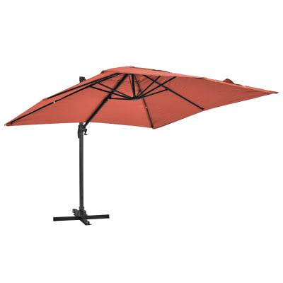 Parasol déporté inclinable et rotatif 3 x 3m en aluminium terracotta