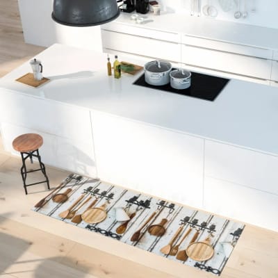 Tapis de cuisine lavable cuisine rustique multicolore 52x200 cm